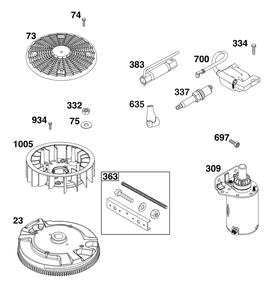 Flywheel, Ignition, And Starter Group Diagram and Parts List for 40N877-0032-B5  Briggs and Stratton Engine